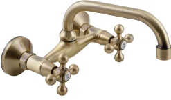 Robinet Cuisine Mitigeur Laiton Mural Manettes Croisillons Bec Superieur Stilo