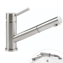Robinet cuisine rabattable VILLEROY ET BOCH Como Shower window Inox + nettoyant