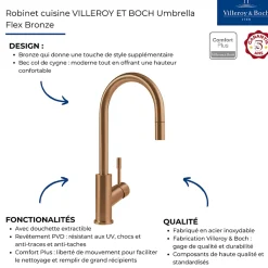 Robinet cuisine VILLEROY ET BOCH Umbrella flex bronze