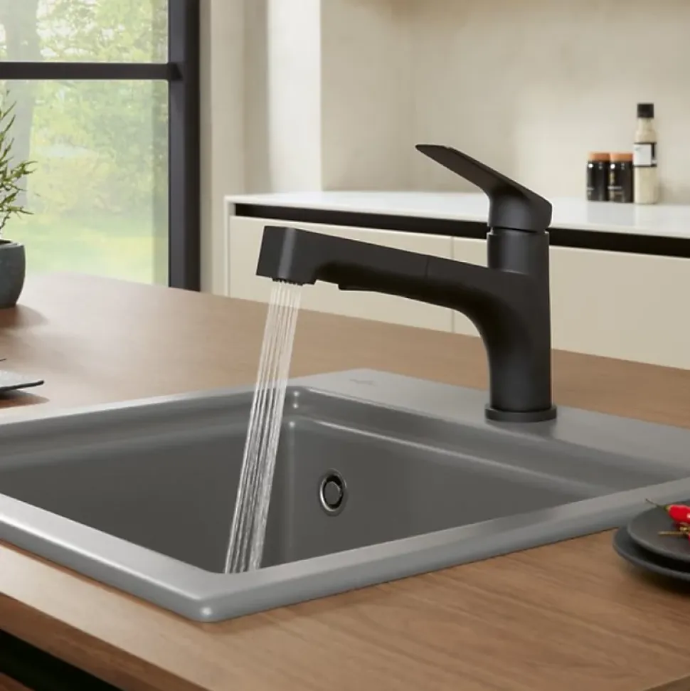 Robinet de cuisine avec douchette VILLEROY & BOCH Junis Shower Noir mat