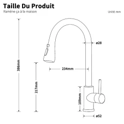 Robinet de Cuisine avec Douchette Extractible Mitigeur Cuisine Brossé en Acier Inox Robinet 3 Modes d'évier Rotatif à 360 degrés