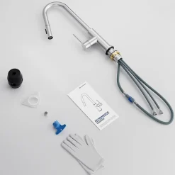 Robinet de Cuisine avec Douchette Extractible, Mitigeur Cuisine en Inox Mitigeur d'Évier avec 2 Modes de Sortie D'eau, Brossé