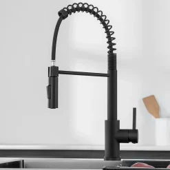 Robinet de Cuisine avec Douchette Extractible, Mitigeur Cuisine en Inox Mitigeur d'Évier avec 2 Modes de Sortie D'eau, Noir