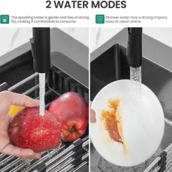 Robinet de Cuisine avec Douchette Extractible, Mitigeur Cuisine en Inox Mitigeur d'Évier avec 2 Modes de Sortie D'eau, Noir