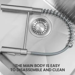 Robinet de Cuisine avec Douchette Extractible, Mitigeur Cuisine en Inox Mitigeur d'Évier avec 2 Modes de Sortie D'eau, Brossé