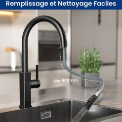 Robinet de Cuisine avec Douchette Extractible, CECIPA Max Mitigeur Cuisine en Inox Mitigeur d'Évier avec 2 Modes de Sortie D'eau