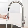 Robinet de Cuisine avec Douchette Extractible, Mitigeur Cuisine en Inox Mitigeur d'Évier avec 2 Modes de Sortie D'eau, Brossé