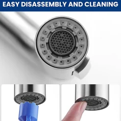 Robinet de Cuisine avec Douchette Extractible, Mitigeur Cuisine en Inox Mitigeur d'Évier avec 2 Modes de Sortie D'eau, Brossé