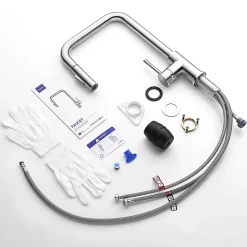 Robinet de Cuisine avec Douchette Extractible, Mitigeur Cuisine en Inox Mitigeur d'Évier avec 2 Modes de Sortie D'eau, Brossé