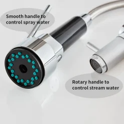 Robinet de Cuisine avec Douchette Extractible, Mitigeur Cuisine en Inox Mitigeur d'Évier avec 2 Modes de Sortie D'eau, Brossé