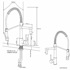 Robinet de Cuisine avec Douchette Extractible, Mitigeur Cuisine en Inox Mitigeur d'Évier avec 2 Modes de Sortie D'eau, Brossé