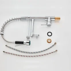 Robinet de Cuisine avec Douchette Extractible, Mitigeur Cuisine en Inox Mitigeur d'Évier avec 2 Modes de Sortie D'eau, Brossé