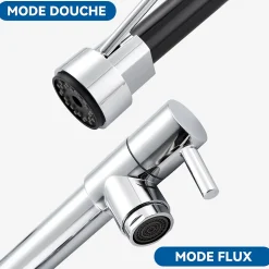 Robinet de Cuisine avec Douchette Extractible, Mitigeur Cuisine en Inox avec 2 Modes de Sortie D'eau