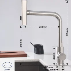 Robinet de Cuisine Brossé avec Douchette Extracible Mitigeur d'Evier à 3 Modes Robinet de Cuisine Rotatif à 360 degrés