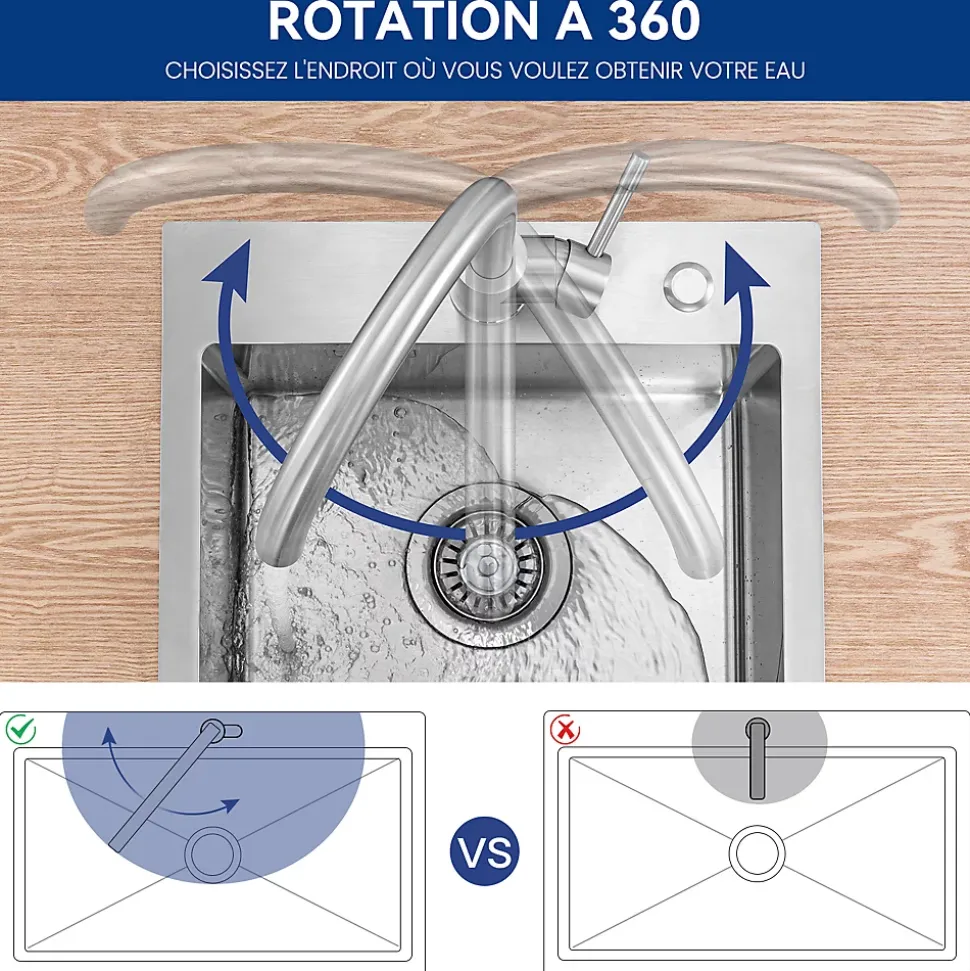 Robinet de Cuisine CECIPA Max Mitigeur Cuisine Robinet d'Évier de Cuisine à Levier Unique