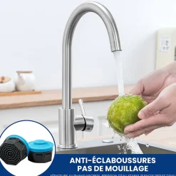 Robinet de Cuisine Cecipa Max Mitigeur Cuisine Robinet d'Évier de Cuisine à Levier Unique,Brossé