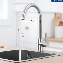 Robinet de Cuisine Cecipa Max Mitigeur Cuisine Robinet d'Évier de Cuisine à Levier Unique,Brossé