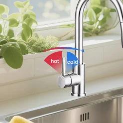 Robinet de cuisine extractible, acier inoxydable brossé, rotation 360, 3 modes d'eau, adapté aux éviers