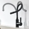 Robinet de Cuisine Flexible Noir, CECIPA MAX Mitigeur Cuisine Rabattable de Cuisine à Levier Unique