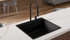 Robinet de cuisine noir Primagran avec deux types de jet d'eau, robinet d'Evier avec rotation a 360, mitigeur haute pression