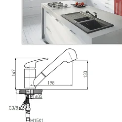 Robinet mitigeur avec douchette extractible FREYA Noir Graphite - SANIVERRE