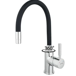 Robinet mitigeur de cuisine bec Flexible ZUMBA Noir - SANIVERRE