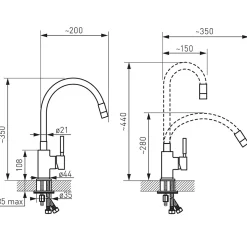 Robinet mitigeur de cuisine bec Flexible ZUMBA Noir - SANIVERRE