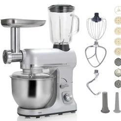 Robot multifonctions 5l 1000w silver avec hachoir et blender 1,5l en verre Robby ROBIMIX SILVER