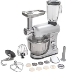 Robot multifonctions 5l 1000w silver avec hachoir et blender 1,5l en verre Robby ROBIMIX SILVER