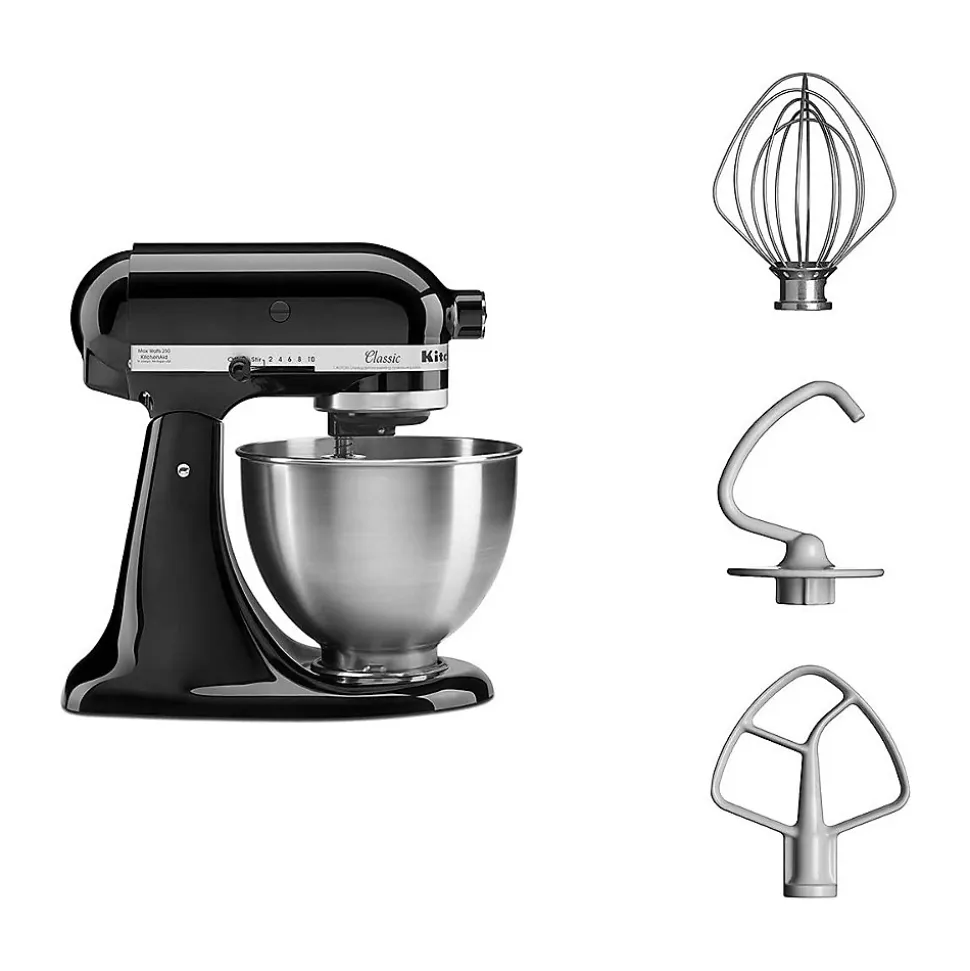 Robot pâtissier KitchenAid Classic Noir 4,3L 10 vitesses Accessoires inclus 5K45SSEOB