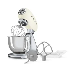 Robot pâtissier multifonctions 4.8l 800w crème Smeg SMF04CREU style des années 50