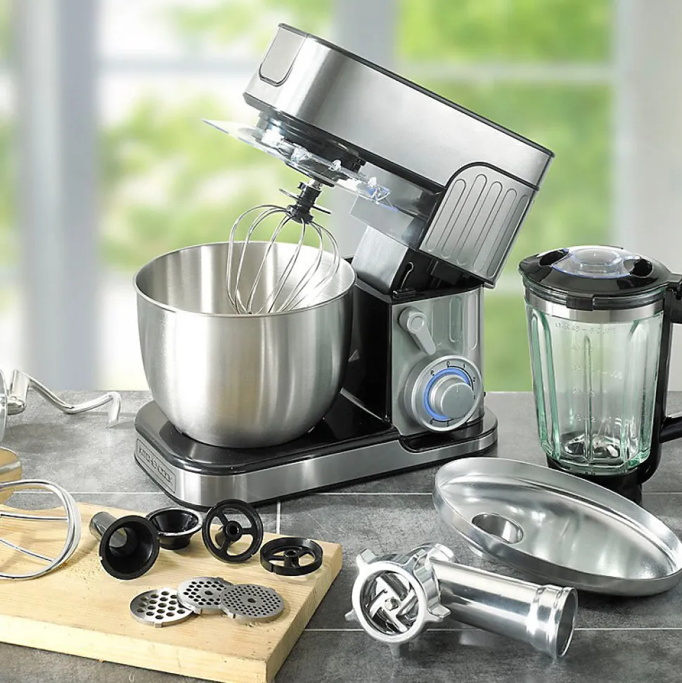 Robot Pétrin Inox 5.5l Avec Hachoir Antara Pro Kitchencook Gris