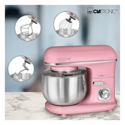 Robot pétrin multifonction 5L 1100W rétro Clatronic KM 3711 Rose
