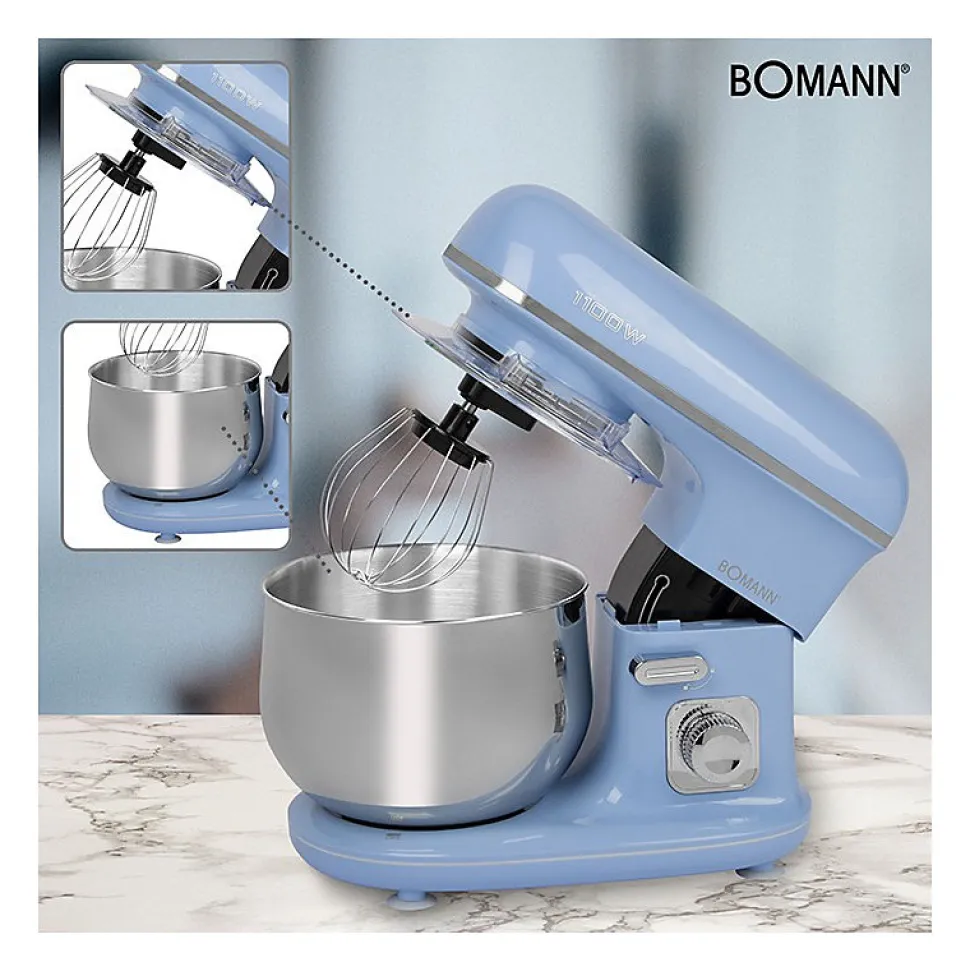 Robot pétrin multifonction 5L 1100W Bomann KM 6030 CB Bleu