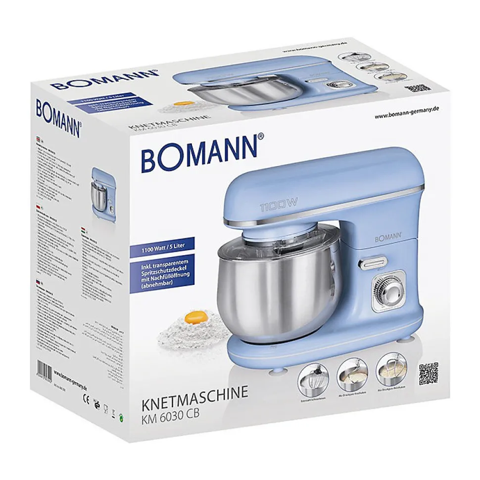 Robot pétrin multifonction 5L 1100W Bomann KM 6030 CB Bleu