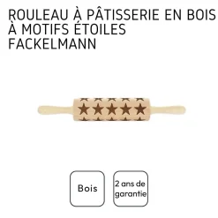 Rouleau à pâtisserie en bois motif étoiles 40 cm Fackelmann Noël