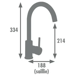 ROUSSEAU Robinet mitigeur de cuisine Koben - Sans douchette - Laiton brosse