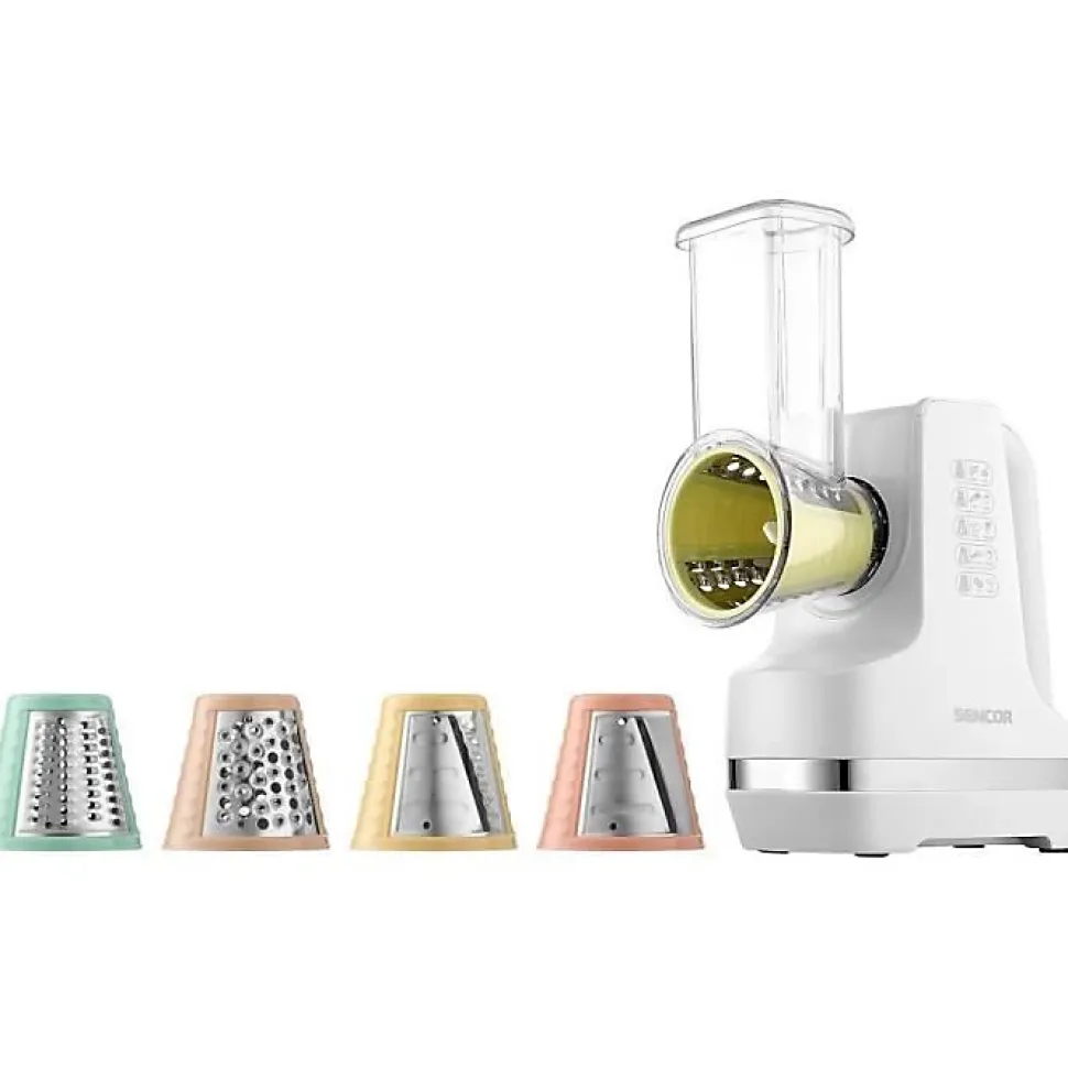 Râpe électrique Sencor SSG 4300WH 150W blanche 5 accessoires tube 56 mm