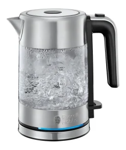 RUSSELL HOBBS 24191-70 Bouilloire 0,8L en Verre Compact Home Design Premium, Ebullition Rapide, Filtre Anti-Calcaire Amovible