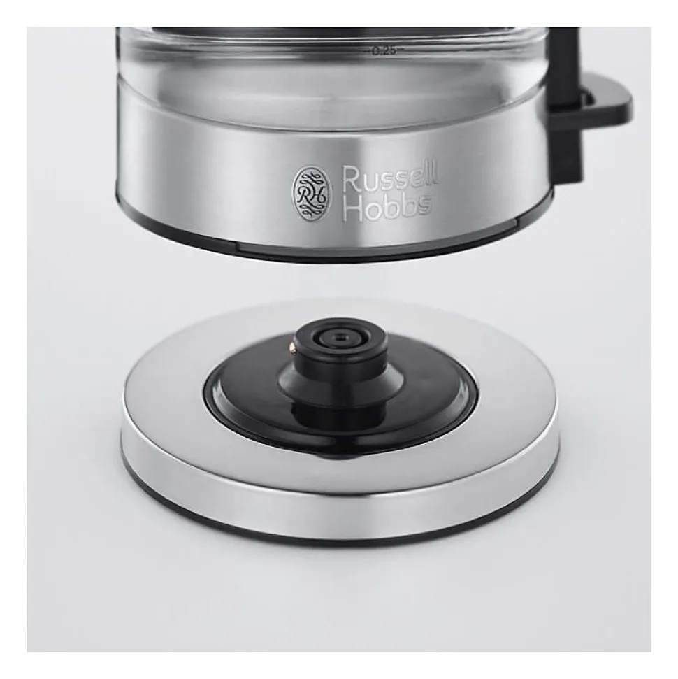 RUSSELL HOBBS 24191-70 Bouilloire 0,8L en Verre Compact Home Design Premium, Ebullition Rapide, Filtre Anti-Calcaire Amovible