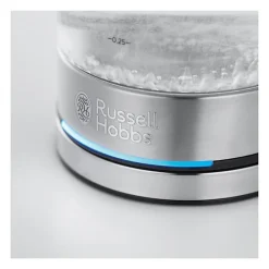 RUSSELL HOBBS 24191-70 Bouilloire 0,8L en Verre Compact Home Design Premium, Ebullition Rapide, Filtre Anti-Calcaire Amovible
