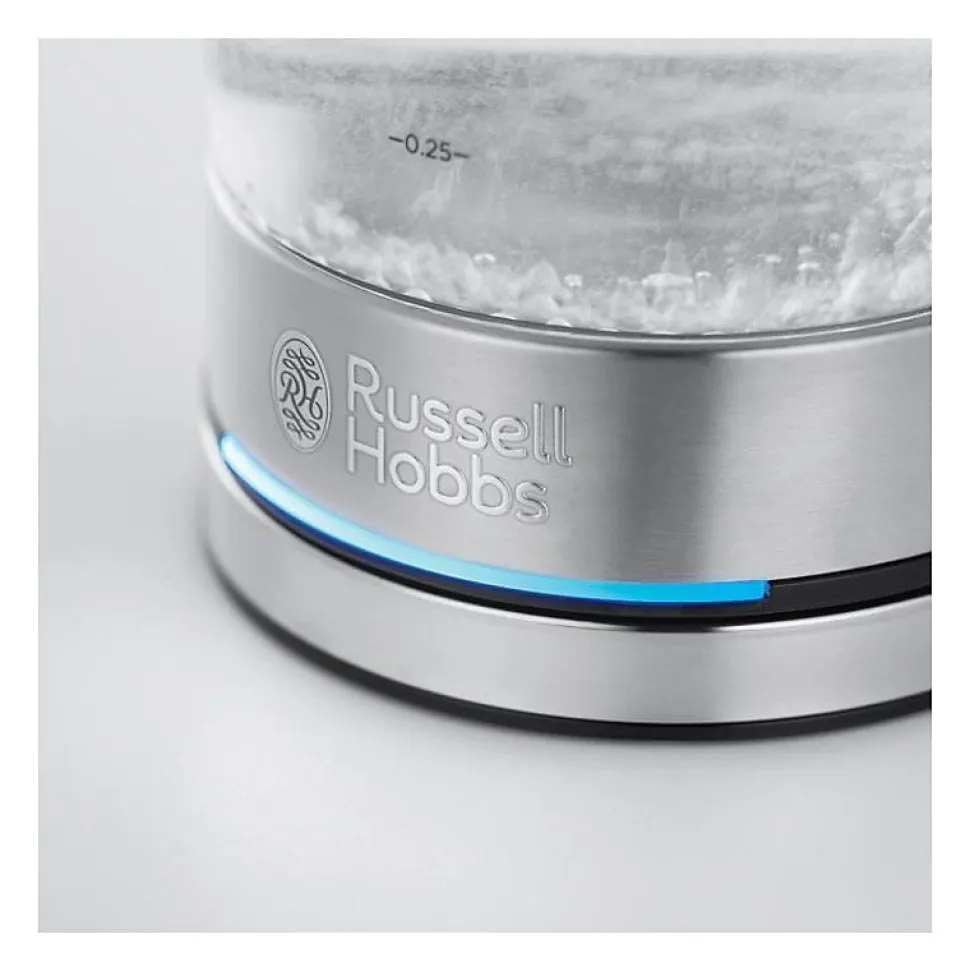 RUSSELL HOBBS 24191-70 Bouilloire 0,8L en Verre Compact Home Design Premium, Ebullition Rapide, Filtre Anti-Calcaire Amovible