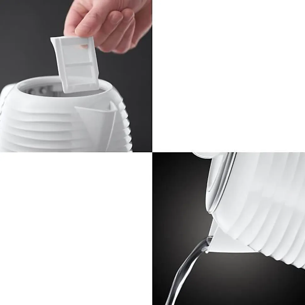 Russell Hobbs 24360-70 Bouilloire 1,7L Inspire, Ebullition Rapide, Niveau Eau Visible, Filtre Anti-Calcaire - Blanc