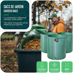 Sac de jardin 272L Lot de 3 sacs XXL VOUNOT