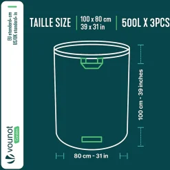Sac de jardin 500L Lot de 3 sacs Extra Large VOUNOT