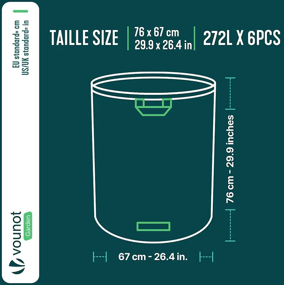 Sac de jardin 272L Lot de 6 sacs XXL VOUNOT