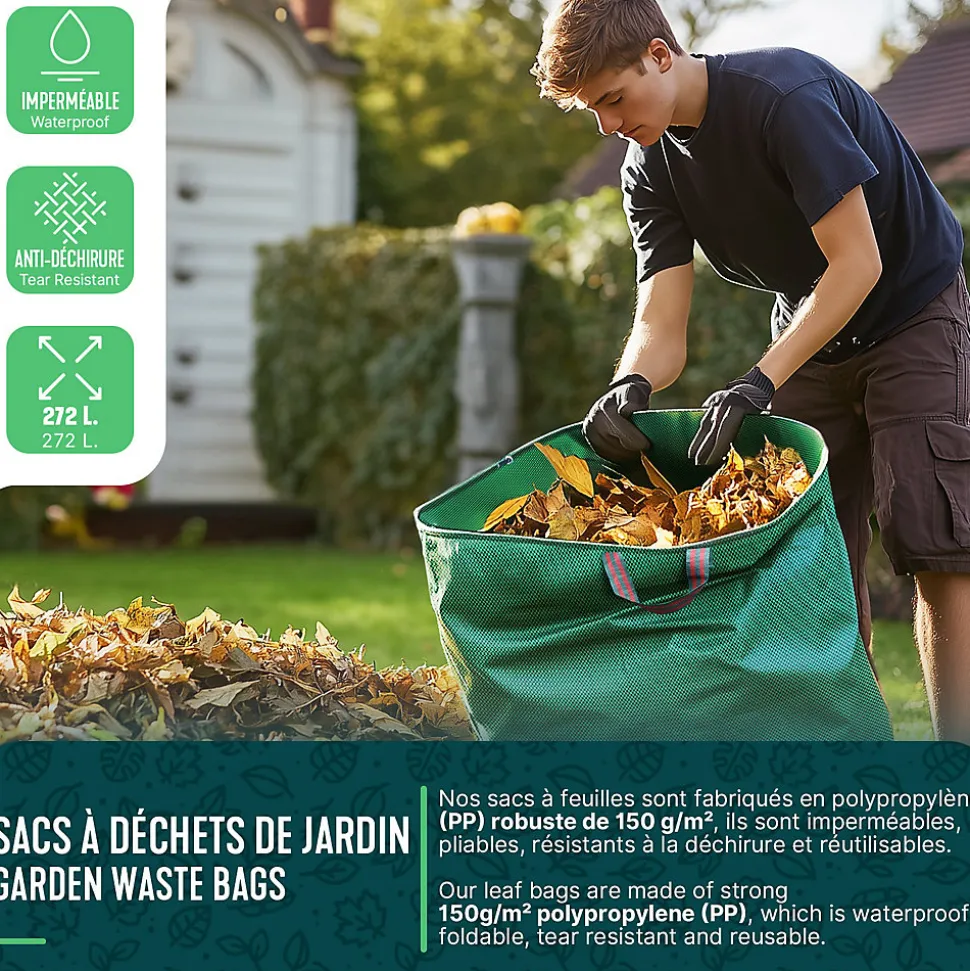 Sac de jardin 272L Lot de 6 sacs XXL VOUNOT