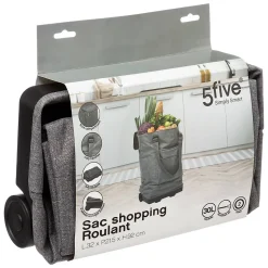 Sac de shopping avec 2 roulettes Gris - 5Five
