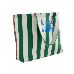 Sac shopping Taxi Brousse - Il Dolce Far Niente - réversible à rayures vertes ou motif léopard