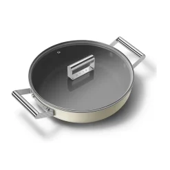 Sauteuse crème mat 28cm + couvercle Smeg DPF2812CRM